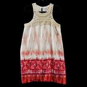 Charming Charlie Womens Tank Top Size Small Pink Red Coral Crochet Summer NWT